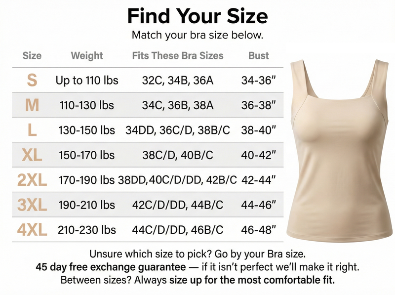 Secello Built In Comfort Bra Tanktop
